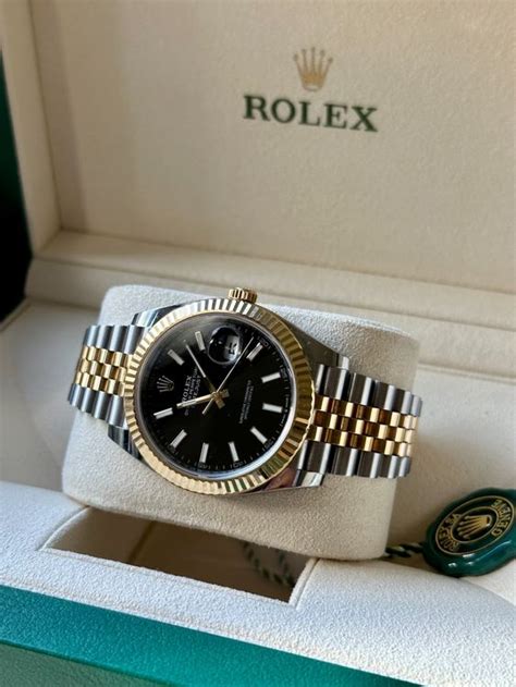 rolex datejust 41 bicolor schwarzes zifferblatt|rolex datejust 41mm silver dial.